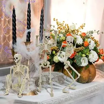 FKWin 16" Posable Mini Skeleton Halloween Decor