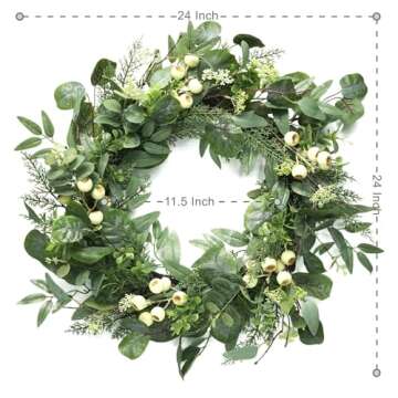 SOFTFLAME 24" Eucalyptus Wreath for Year-Round Decor