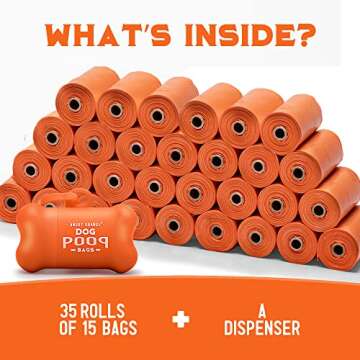 Reliable ANGRY ORANGE Dog Poop Bags with Dispenser, 525 Count