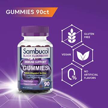 Sambucol Elderberry Gummies for Adults with Vitamin C; Zinc; Sambucus Elderberry Gummies for Immune ...