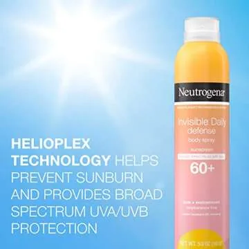Neutrogena Invisible Daily Defense Body Sunscreen Spray, Broad Spectrum SPF 60+, Oxybenzone-Free & Water-Resistant, Sun & Environmental Aggressor Protection, Antioxidant Complex, 5.0 oz