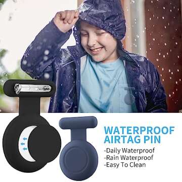 Waterproof Air Tag Holder for Kids (2 Pack), Hidden Air Tag Case with Pin, GPS Tracker Clip Compatib...