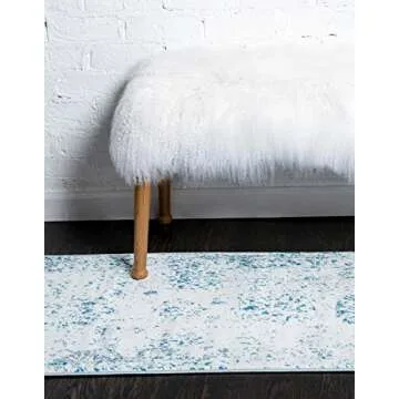 Unique Loom Sofia Collection Area Rug - Casino (2' x 6' 7" Runner, Light Blue/ Ivory)