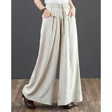 IXIMO Women's Stylish Comfortable Linen Wide Leg Pants