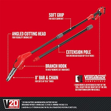 CRAFTSMAN V20 Cordless Pole Saw with 14-Foot Reach