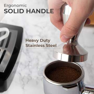 Kaffe 51mm Stainless Steel Espresso Tamper - Coffee Tamper & Distributor for Portafilter - Premium C...