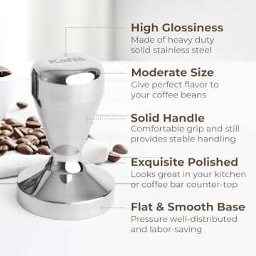 Kaffe 51mm Stainless Steel Espresso Tamper for Perfect Brews