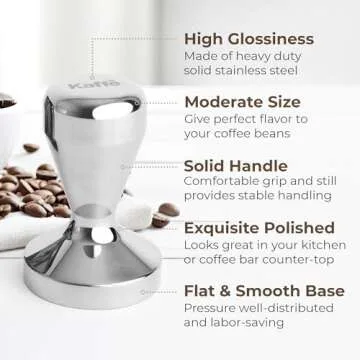 Kaffe 51mm Stainless Steel Espresso Tamper for Perfect Brews