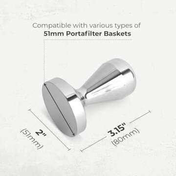 Kaffe 51mm Stainless Steel Espresso Tamper for Perfect Brews