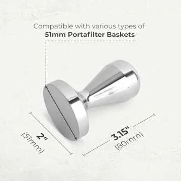 Kaffe 51mm Stainless Steel Espresso Tamper for Perfect Brews