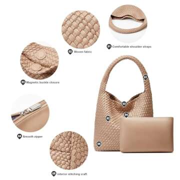 Stylish Woven Tote Purse for Elegant Women Everyday Use