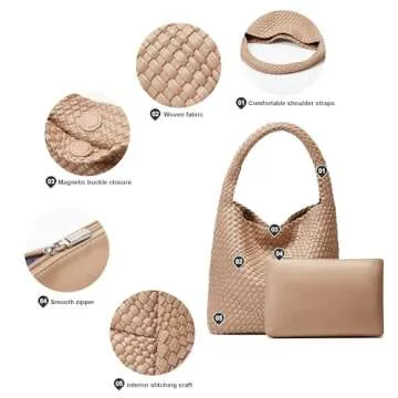 Stylish Woven Tote Purse for Elegant Women Everyday Use