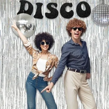 GREATRIL Silver Foil Tinsel Backdrop for Events