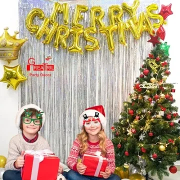 GREATRIL Silver Foil Tinsel Backdrop for Events