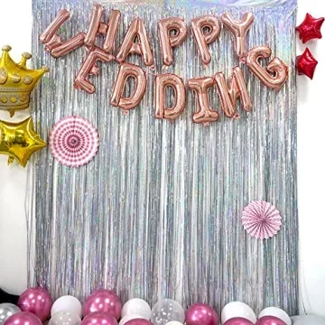 GREATRIL Silver Foil Tinsel Backdrop for Events