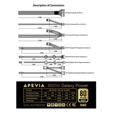 Apevia ATX-GX850W 850W 80+ Gold Semi-Modular Gaming PSU