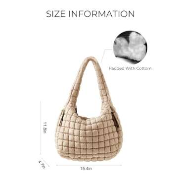 Puffer Quilted Shoulder Bag for Women Padding Shoulder Bag Puffy Hobo Bag Trendy Tote Bag 2025