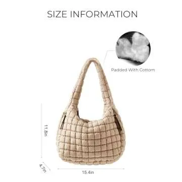 Puffer Quilted Shoulder Bag for Women Padding Shoulder Bag Puffy Hobo Bag Trendy Tote Bag 2025