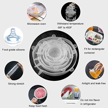 Eco-Friendly Silicone Stretch Lids 14 Pack by Longzon