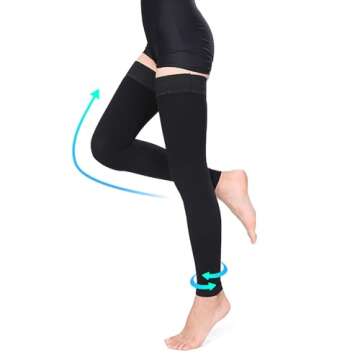 Thigh High Compression Stockings Women 30-40mmHg Sleeve Footless Socks Varicose