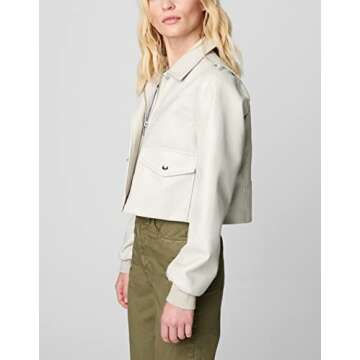 [BLANKNYC] Womens Luxury Clothing Cropped Shirt Jacket, Comfortable & Stylish Shacket, Short Story, ...