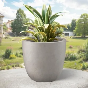 Elegant 18 Inch Round Concrete Planter for Home and Garden