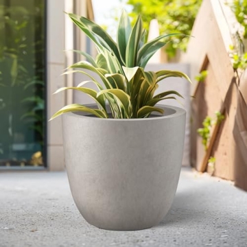 Elegant 18 Inch Round Concrete Planter for Home and Garden