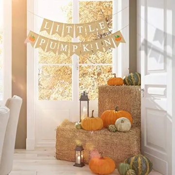 Jute Burlap Pumpkin Banner for Baby Showers and Birthdays