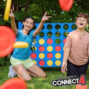 Giant Connect 4: Hasbro's Original Connect4 Game Super-Sized - 46.5 inch All-Weather Official Four in a Row Board Game - Indoor or Outdoor Connect4 Fun for Adults and Family