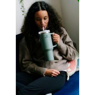 Stanley Quencher H2.0 FlowState Stainless Steel Vacuum Insulated Tumbler with Lid and Straw for Water, Iced Tea or Coffee, Smoothie and More, Shale, 30 OZ / 0.89 L