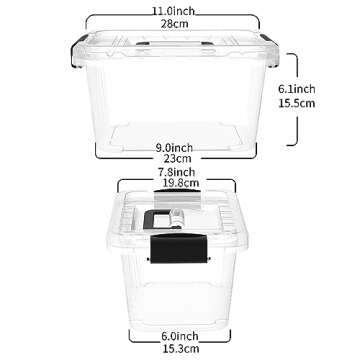 Cetomo 6.8Qt*12 Plactic Storage Bins, Stack Tote Storage Box with Handle, Clear, 6.8Quart-12 Pack