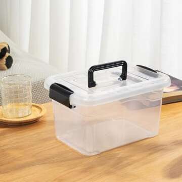 Cetomo 6.8Qt*12 Plactic Storage Bins, Stack Tote Storage Box with Handle, Clear, 6.8Quart-12 Pack