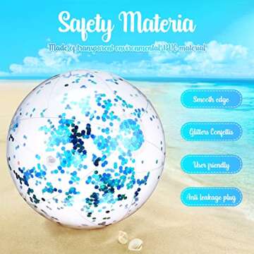 10 Pcs Inflateable Glitter Beach Balls, 24 Inch and 16 Inch Jumbo Pool Balls, Swimming Pool Beach Balls for Summer Pool Beach Party Favor Decorations (Mixed Color)