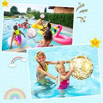 10 Pcs Inflateable Glitter Beach Balls, 24 Inch and 16 Inch Jumbo Pool Balls, Swimming Pool Beach Balls for Summer Pool Beach Party Favor Decorations (Mixed Color)