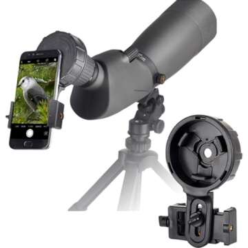 Spotting Scope Smartphone Camera Adapter, Telescope Camera Adapter, Cell Phone Adapter Mount for Binocular Monocular