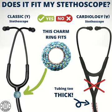 BJÖRN HALL Stethoscope Charms Aquamarine | Stand Out Bling Charmed Crystal Stethoscope Charms | Fit...
