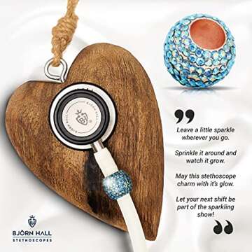 BJÖRN HALL Stethoscope Charms Aquamarine | Stand Out Bling Charmed Crystal Stethoscope Charms | Fits littman Classic III | Gift for Nurse Respiratory Therapist RT| Rose Gold - Under The Sea Crystal