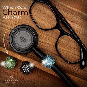 BJÖRN HALL Stethoscope Charms Aquamarine | Stand Out Bling Charmed Crystal Stethoscope Charms | Fits littman Classic III | Gift for Nurse Respiratory Therapist RT| Rose Gold - Under The Sea Crystal