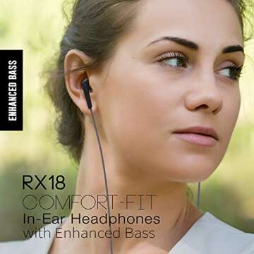 MEE Audio RX18 Comfort-Fit in-Ear Headphones with Enhanced Bass (Black)