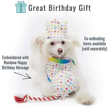 Pet London Birthday Balloon Dog Toy - Celebrate Your Dog's Happy Birthday - Plush colourful Rainbow ...