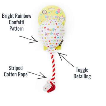 Pet London Birthday Balloon Dog Toy - Plush Rainbow Party Gift
