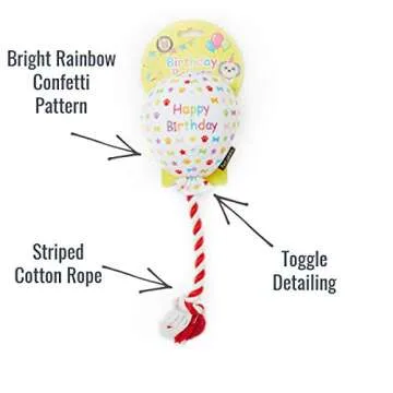 Pet London Birthday Balloon Dog Toy - Plush Rainbow Party Gift