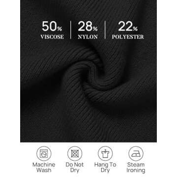 ZESICA Women's Spring Turtleneck Sweaters Dress Oversized Long Lantern Sleeve Casual Knit Pullover Short Dresses,Black,Medium