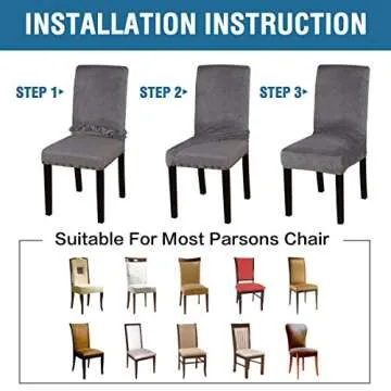 H.VERSAILTEX Velvet Dining Chair Covers Stretch Chair Covers for Dining Room Set of 4 Parson Chair Slipcovers Chair Protectors Covers Dining, Soft Thick Solid Velvet Fabric Washable, Grey