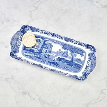 Pimpernel Blue Italian Sandwich Tray | Elegant Melamine Serving Platter