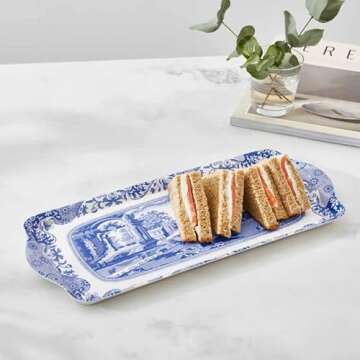 Pimpernel Blue Italian Sandwich Tray | Elegant Melamine Serving Platter