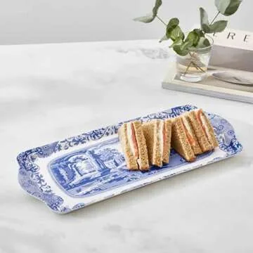 Pimpernel Blue Italian Sandwich Tray | Elegant Melamine Serving Platter
