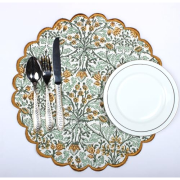 Ridhi Goldenrod Yellow Spring Placemats 15" Round Set of 4