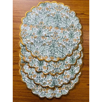 Ridhi Goldenrod Yellow Spring Placemats 15" Round Set of 4