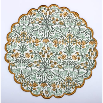 Ridhi Goldenrod Yellow Spring Placemats 15" Round Set of 4